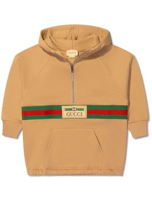 Gucci Kids Web stripe cotton hoodie - Neutrals