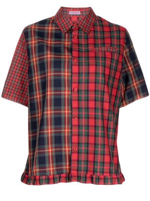 Sueundercover patchwork tartan-check shirt - Red