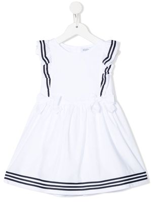 Siola stripe-print trim dress - White
