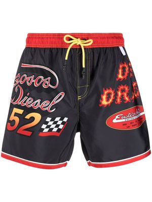 Diesel racing-print swim shorts - Black
