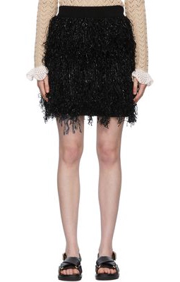 JW Anderson Black Merino Wool Mini Skirt