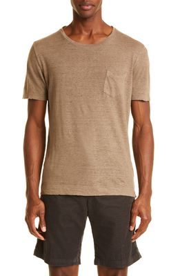 MASSIMO ALBA Men's Melange Linen Pocket T-Shirt in Walnut