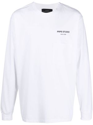 Prps logo-print long-sleeved T-shirt - White