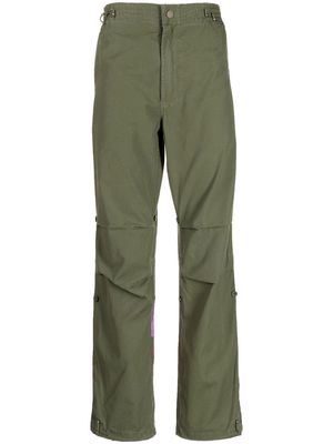 Maharishi embroidered floral straight-leg trousers - Green