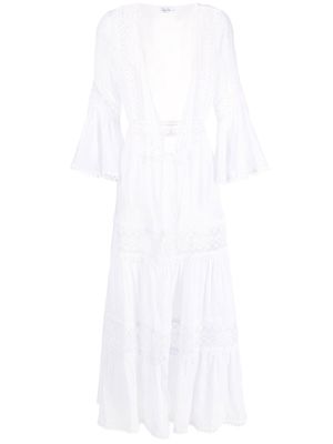 Charo Ruiz Ibiza floral-lace embroidered V-neck dress - White