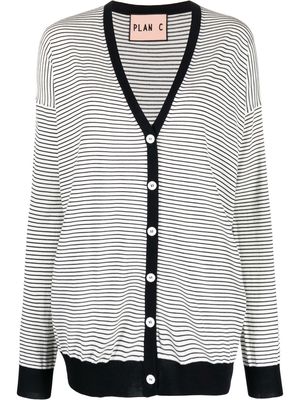 Plan C stripe-print button-up cardigan - White