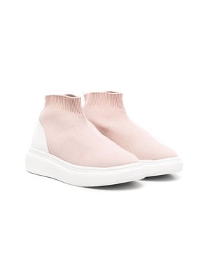Douuod Kids woven slip-on sneaker boots - Pink