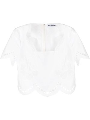 Self-Portrait broderie-anglaise cotton blouse - White