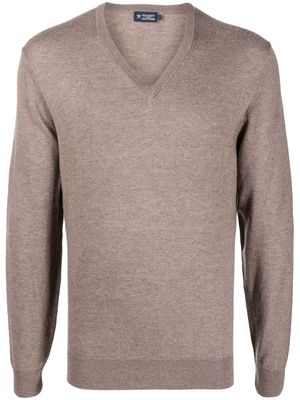 Hackett ribbed-knit V-neck sweater - Brown