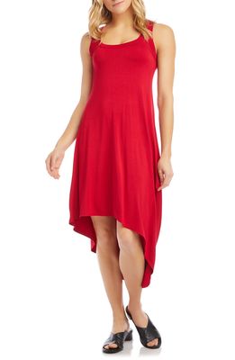 Karen Kane Sleeveless Asymmetrical Hem Dress in Red