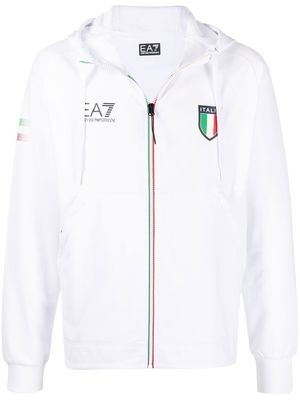 Ea7 Emporio Armani logo-print hooded jacket - White
