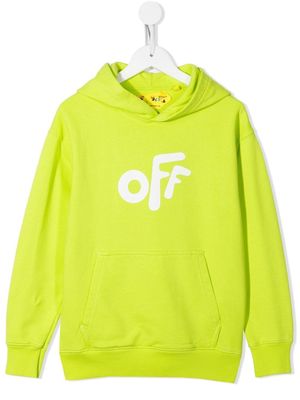 Off-White Kids logo print hoodie - Green