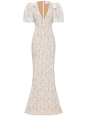 Rebecca Vallance Floria floral-lace detail gown - White