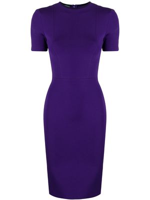 Herve L. Leroux round neck short-sleeved pencil dress - Purple