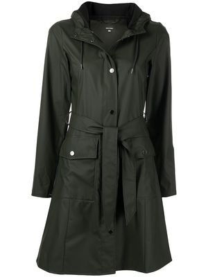 Rains Curved belted trench coat - Black