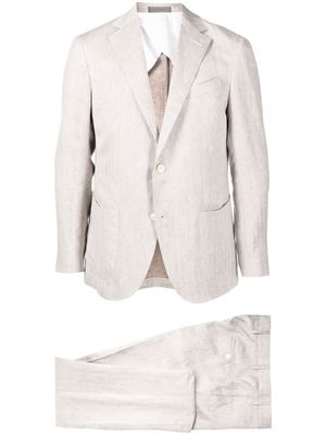 Corneliani two-piece flax-silk suit - Neutrals