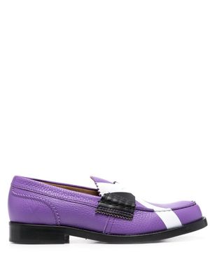 college colour-block leather loafers - Purple