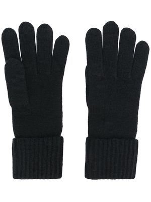 N.Peal cashmere ribbed gloves - Black