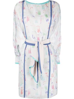 Emporio Armani abstract-print mini shift dress - Blue