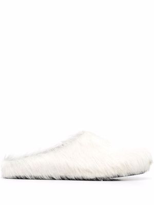 Marni textured calf hair clog slippers - White