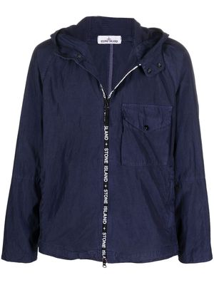 Stone Island logo-trim hooded jacket - Blue