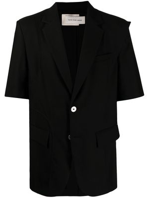 Feng Chen Wang short-sleeve wool-blend blazer - Black
