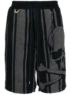 Mastermind Japan woven striped skull shorts - Black