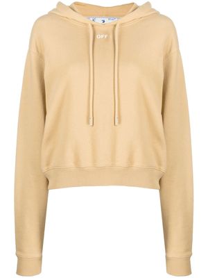 Off-White logo-print cropped hoodie - Brown