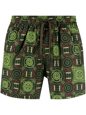 Nos Beachwear geometric-print swim shorts - Green