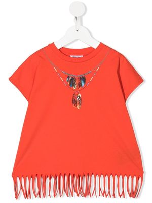 Marcelo Burlon County Of Milan Kids feather-necklace print T-shirt - Red