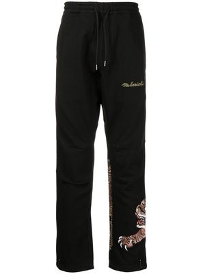 Maharishi embroidered tiger straight-leg trousers - Black