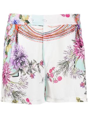Black Coral floral-print shorts - White