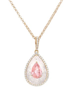 Boghossian 18kt yellow gold Inlay Shine diamond, morganite and rock crystal pendant necklace