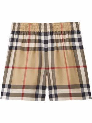 Burberry check-detail shorts - Neutrals