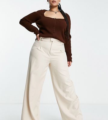 Public Desire Curve tailored pants in oatmeal-Neutral