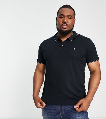 French Connection Plus single tipped pique polo in navy