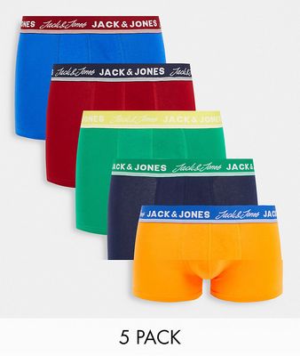 Jack & Jones 5 pack trunks with travel bag in multi