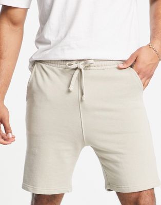 Pull & Bear jersey shorts in beige-Neutral