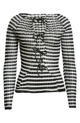 A. ROEGE HOVE Ivy Stripe Ribbed Cardigan in Black /Transparent