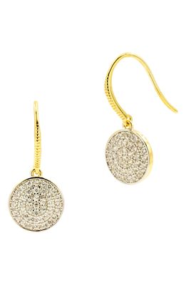 FREIDA ROTHMAN Radiance Pave Disc Drop Earrings in Gold/white