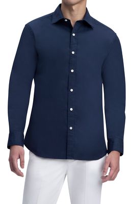 Bugatchi Shaped Fit Stretch Button-Up Shirt in Navy