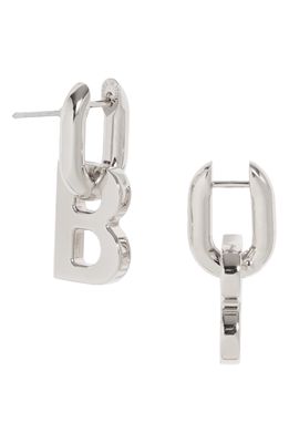 Balenciaga XS B Chain Earrings in Shiny Silver