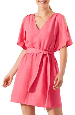 TOMMY BAHAMA St. Lucia Split Sleeve Linen Blend Cover-Up Dress in Coral Coast