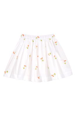 Bonpoint Kids' Suzon Embroidered Cherry Cotton Skirt in 902 Blanc Naturel