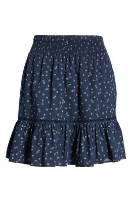 Madewell Bandana Flower Smock Waist Ruffle Miniskirt in Twilight