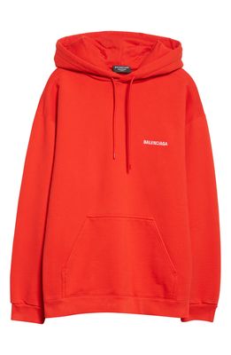 Balenciaga Men's Embroidered Cotton Logo Hoodie in Red /White