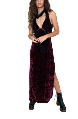 Urban Outfitters Free People Low Key Crushin Velvet Maxi Dress in Pomegranate Wine