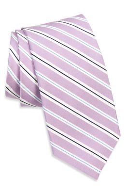 David Donahue Stripe Silk Tie in Lilac