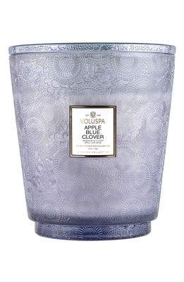 Voluspa Apple Blue Clover Five-Wick Embossed Glass Candle