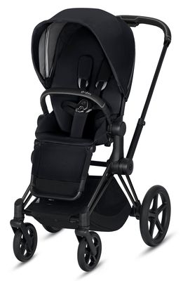 CYBEX e-Priam Matte Black Electronic Stroller with All Terrain Wheels in Premium Black